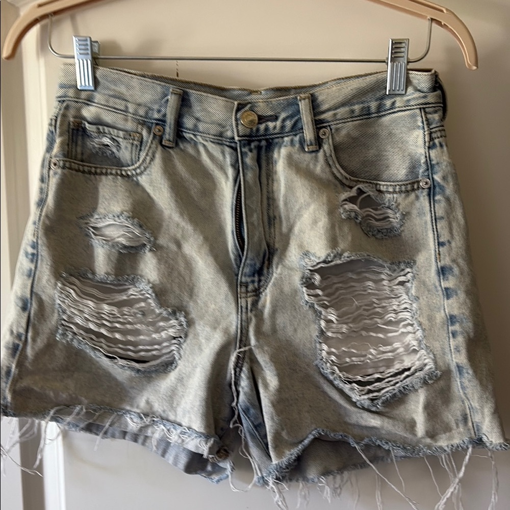 American Eagle Outfitters Blue Distressed Jean Shorts